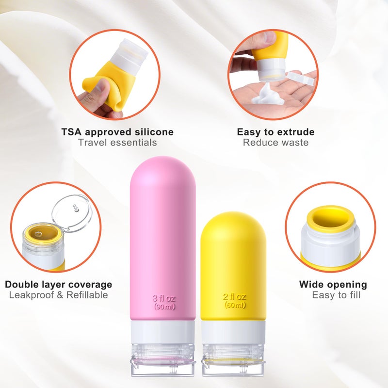 Amzrole 20Pack Travel Bottles for Toiletries, Silicone TSA Approved Travel Size Containers, Travel Essentials Leak Proof Refillable Liquid, Travel Shampoo and Conditioner Bottles - Image 3